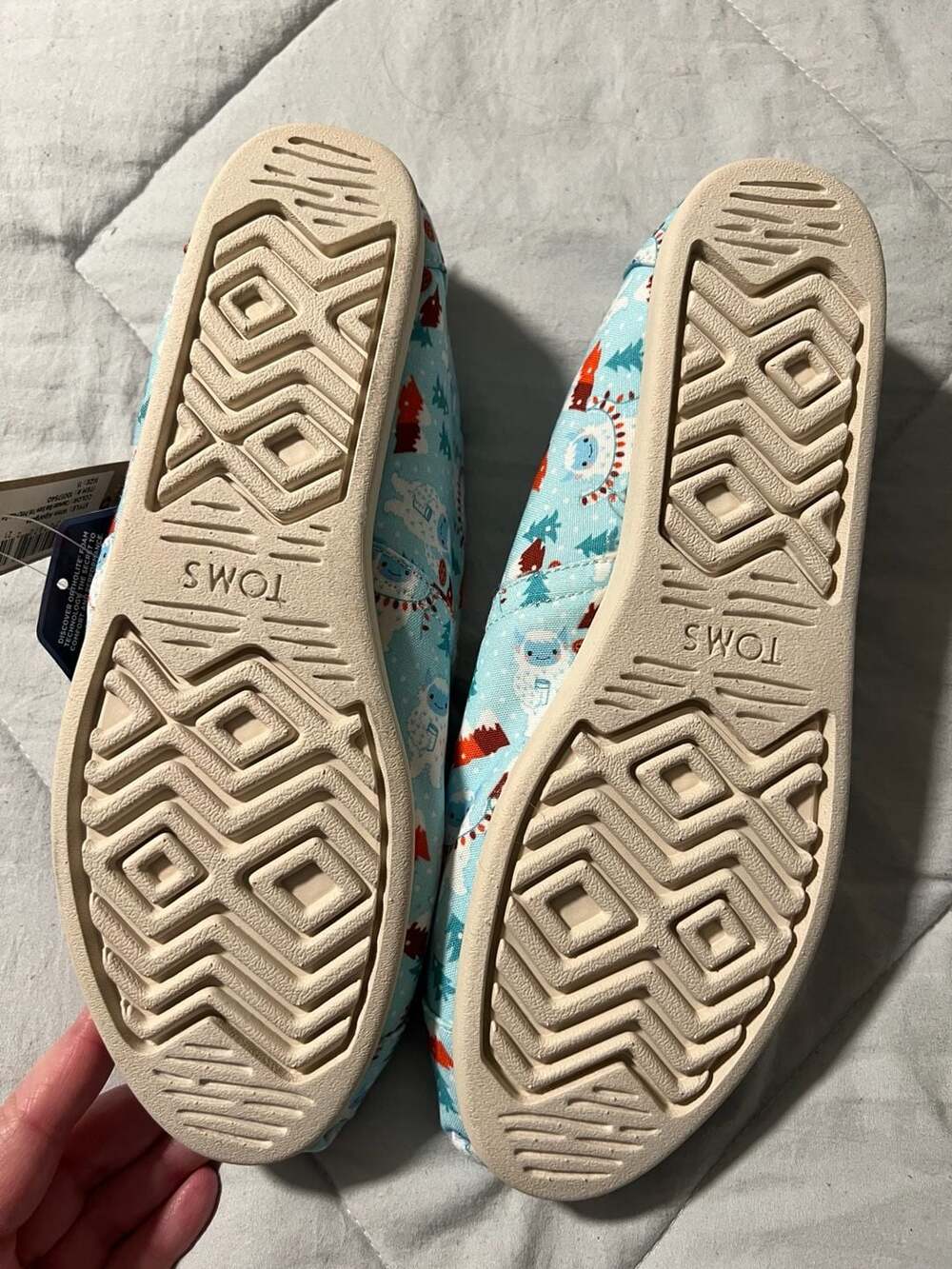 TOMS Women's Alpargata Faux Fur Lined Slip-Ons Clearwater Blue Snow Yeti Print - Picture 6 of 7